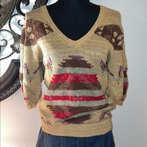 Ralph Lauren Women's Southwest Aztec Hand knit
Short Sleeve Multicolor Sweater L